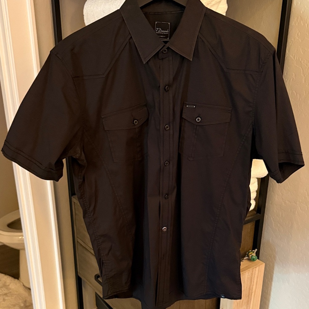 7 Diamonds Dark Button Down Shirt